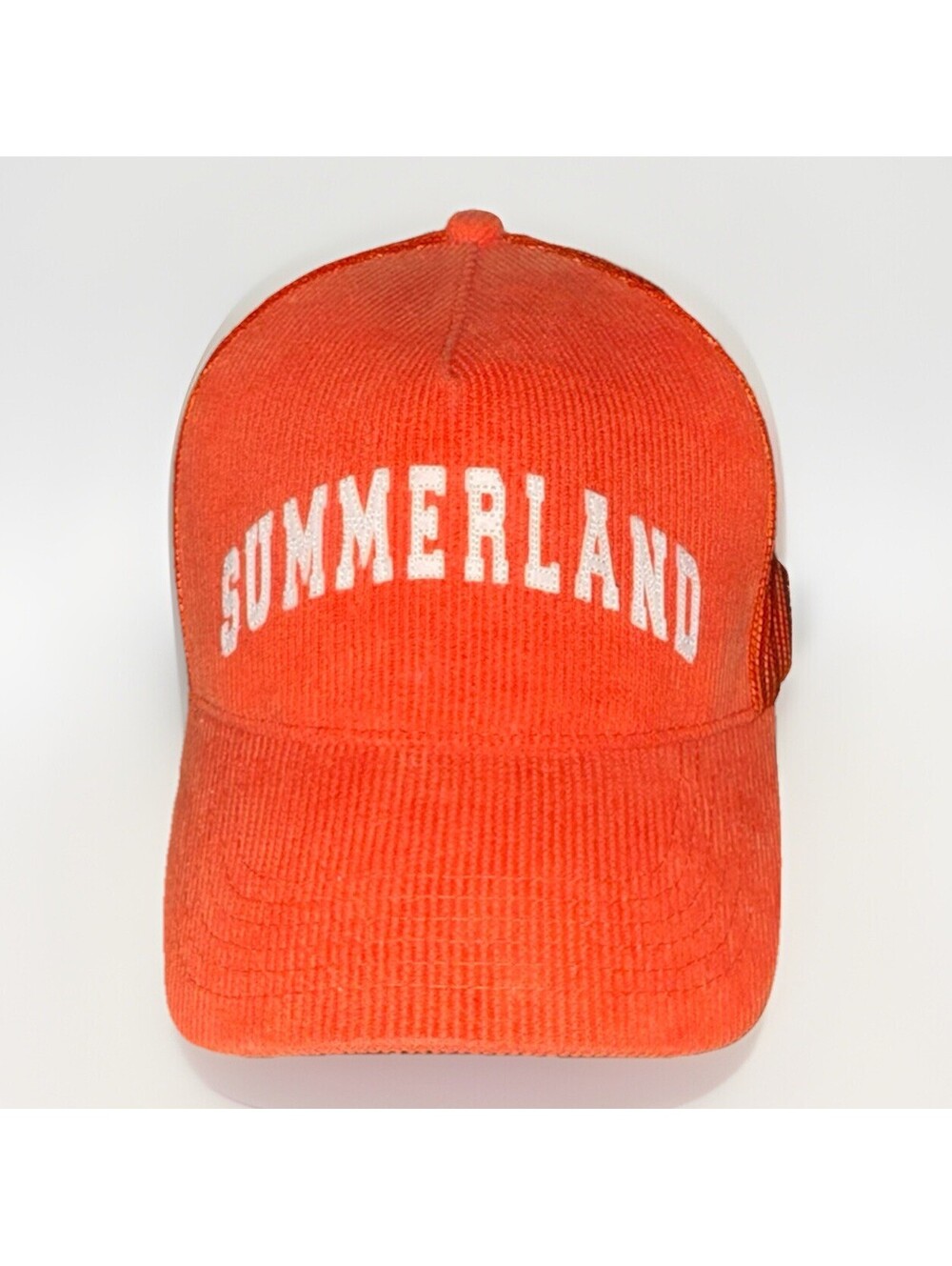 Nahmias Summerland Hat Cap Snap Back Orange Corduroy Mesh Trucker Mens Logo